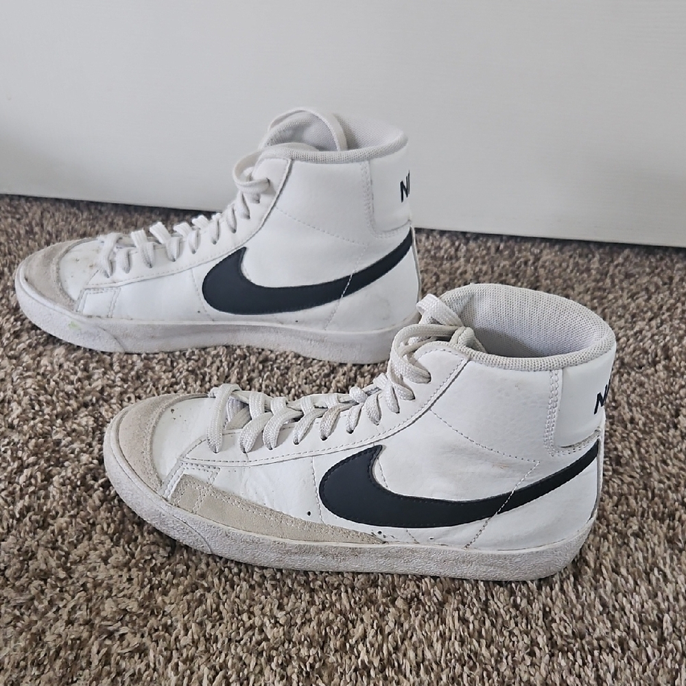 White and Black NIKE High-Top Sneakers